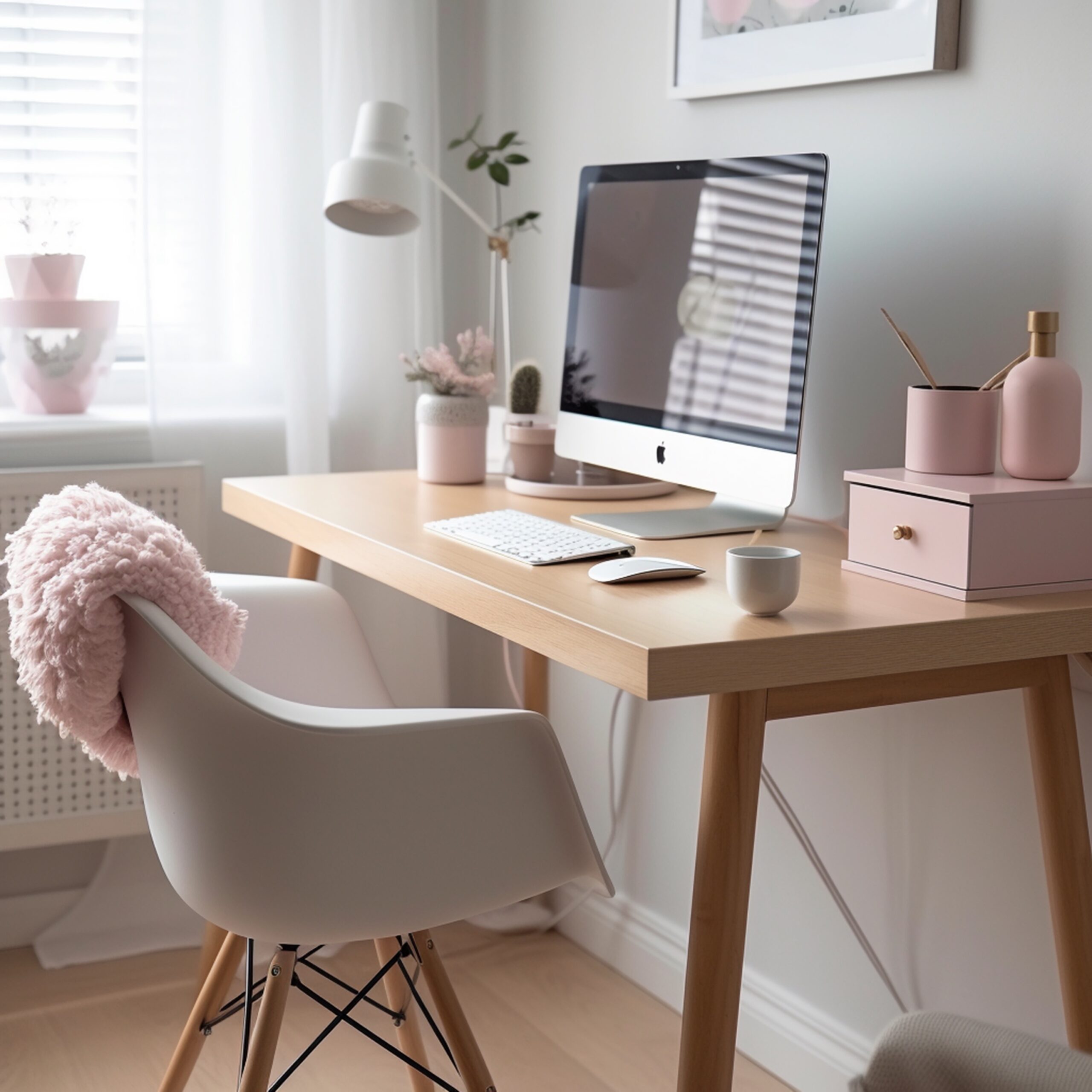 How to Make Your Business Stand Out image with computer on desk and chair in front of it